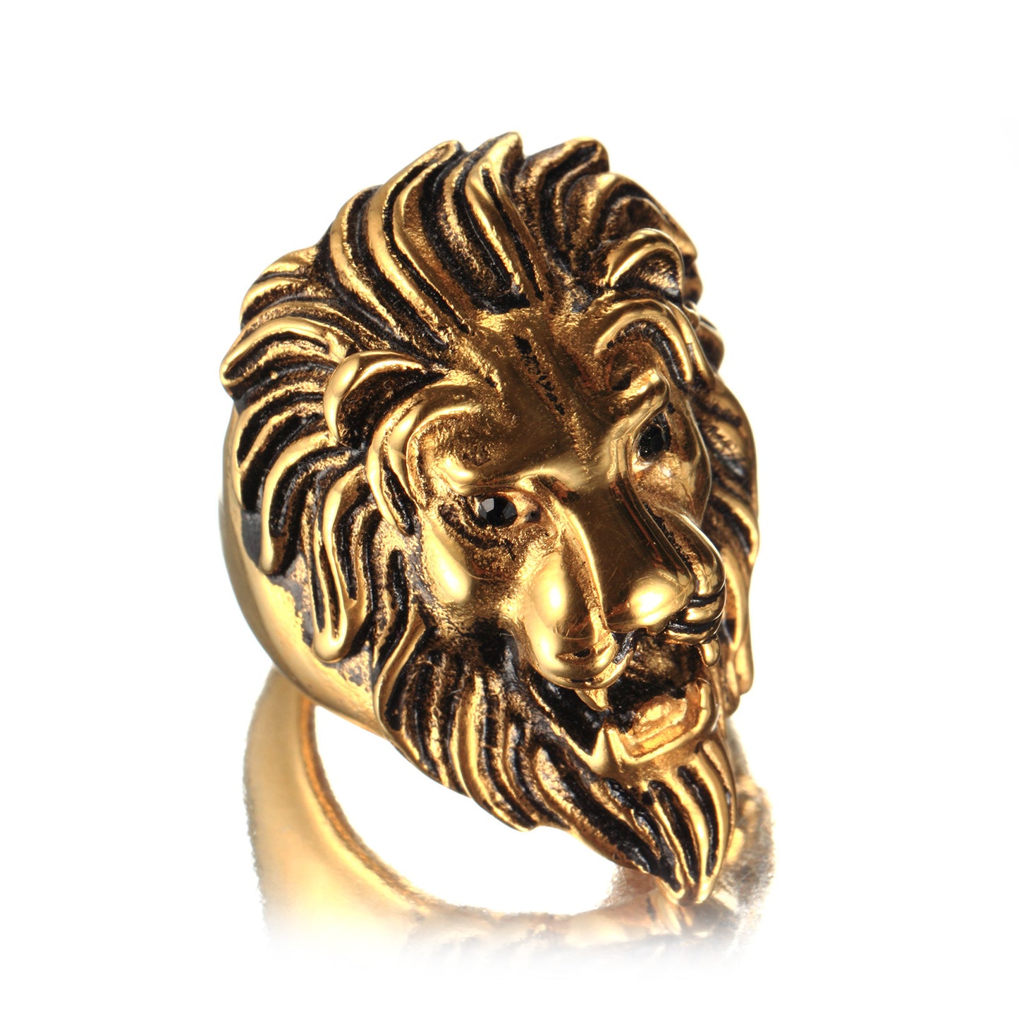 BRAZEN LION RING, titanium+steel